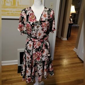 White House Black Market Feminine Autumn Floral Print Women's Dress